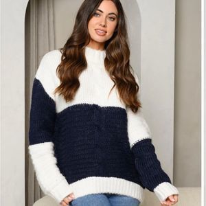 Women's LONG SLEEVE COLORBLOCK SWEATER! CHUNKY THICK AND WARM SWEATER!